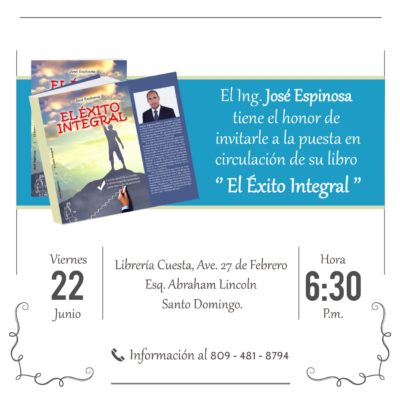 El Ing. José Espinosa pondrá en circulación libro