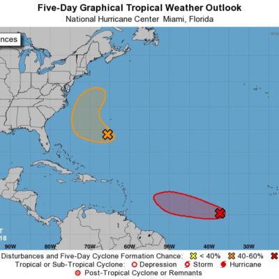 Posible ciclon tropical en el atlántico oriental antes del amanecer