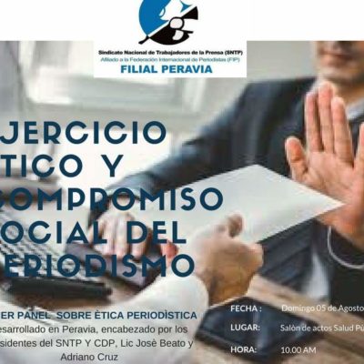 SNTP filial Peravia realizará primer panel sobre «Etica y compromiso social del periodismo»