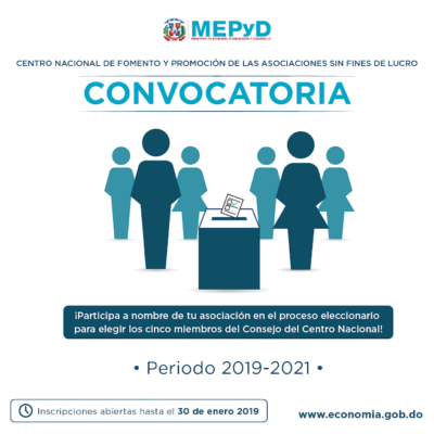 MEPYD convoca a representantes de las ASFL a presentar candidaturas para elección del periodo 2019-2021