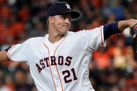 Lanzador Zack Grinke lanza sólido partido en paliza de Astros 15-0 ante Oakland