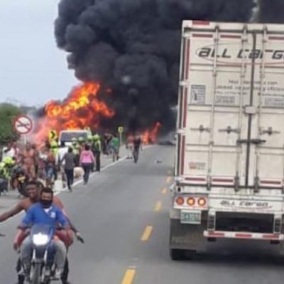 Al menos siete muertos al incendiarse camión cisterna en norte de Colombia