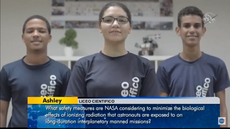 Estudiantes dominicanos conversan con astronauta de la Estación Espacial de la NASA; elogian sus intervenciones