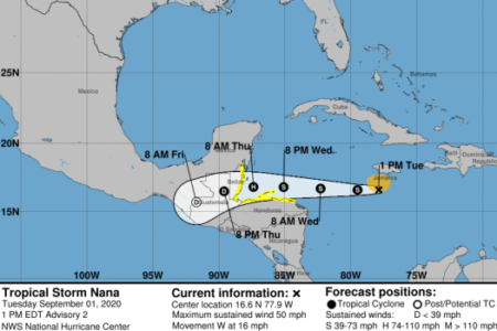 Se forma la tormenta Nana en el mar Caribe