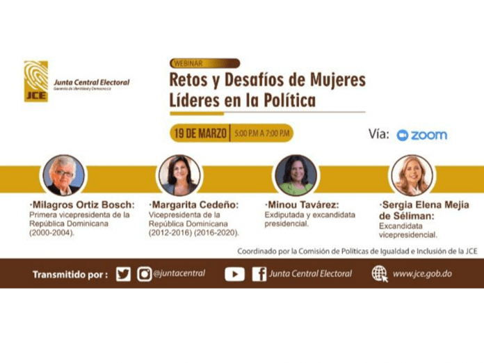 JCE realizará encuentro virtual “Retos y  Desafíos de Mujeres Líderes en la Política”